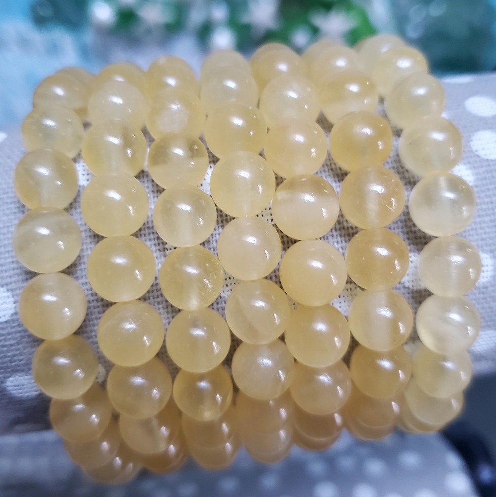 High Grade Orange Calcite Crystal Beaded Bracelet Gift Boxed Handmade USA